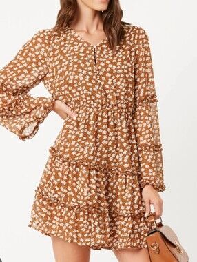 Hayden Floral Mini Dress Tiered Sz 2X